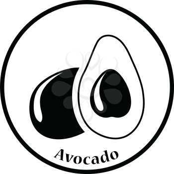 Avocado icon. Thin circle design. Vector illustration.
