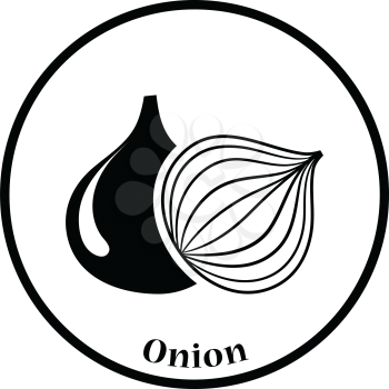 Onion icon. Thin circle design. Vector illustration.