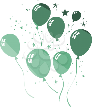 Party balloons and stars icon. Flat color design. Vector illustration.