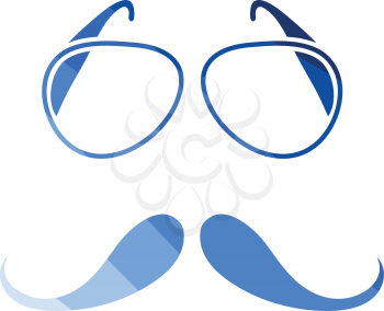 Glasses and mustache icon. Flat color design. Vector illustration.