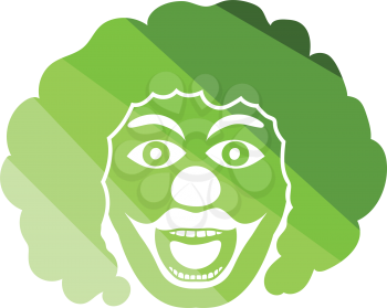 Party clown face icon. Flat color design. Vector illustration.