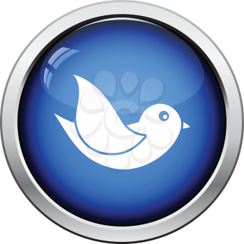 Bird icon. Glossy button design. Vector illustration.