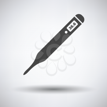 Medical thermometer icon on gray background, round shadow. Vector illustration.