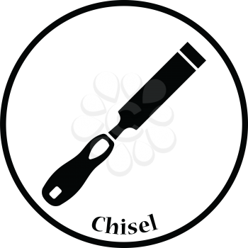 Icon of chisel. Thin circle design. Vector illustration.