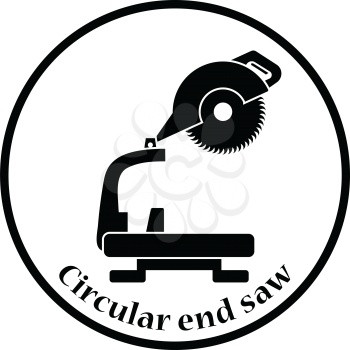 Icon of circular end saw. Thin circle design. Vector illustration.