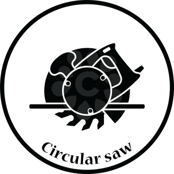 Icon of circular saw. Thin circle design. Vector illustration.