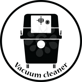 Icon of vacuum cleaner. Thin circle design. Vector illustration.