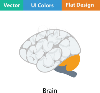 Brain icon. Flat color design. Vector illustration.