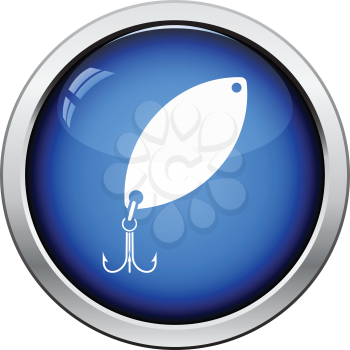 Icon of Fishing spoon. Glossy button design. Vector illustration.