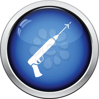 Icon of Fishing  speargun . Glossy button design. Vector illustration.