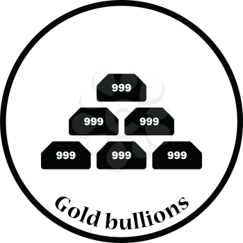 Gold bullion icon. Thin circle design. Vector illustration.