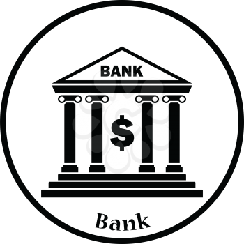 Bank icon. Thin circle design. Vector illustration.