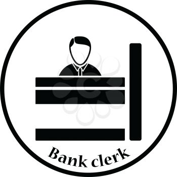 Bank clerk icon. Thin circle design. Vector illustration.