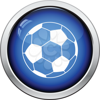 Icon of football ball. Glossy button design. Vector illustration.