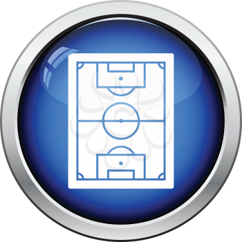 Icon of football field. Glossy button design. Vector illustration.