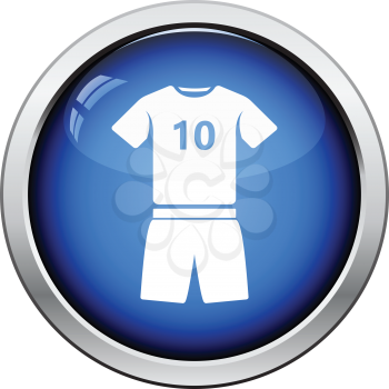 Icon of football uniform. Glossy button design. Vector illustration.