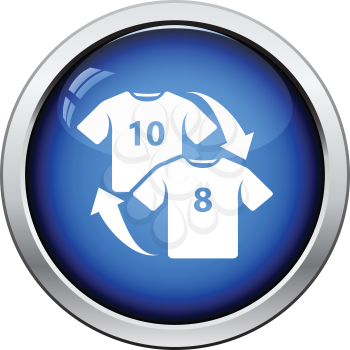Icon of football replace . Glossy button design. Vector illustration.