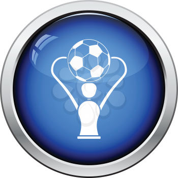 Icon of football cup. Glossy button design. Vector illustration.