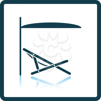 Sea beach recliner with umbrella icon. Shadow reflection design. Vector illustration.