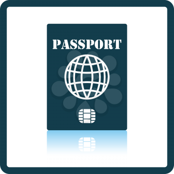 Passport with chip icon. Shadow reflection design. Vector illustration.