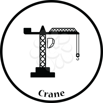 Icon of crane. Thin circle design. Vector illustration.