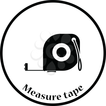 Icon of constriction tape measure. Thin circle design. Vector illustration.