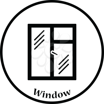 Icon of closed window frame. Thin circle design. Vector illustration.