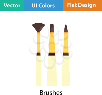 Paint brushes set icon. Flat color design. Vector illustration.