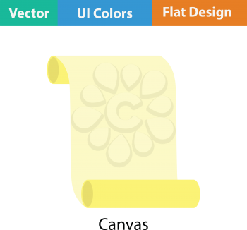Canvas scroll icon. Flat color design. Vector illustration.