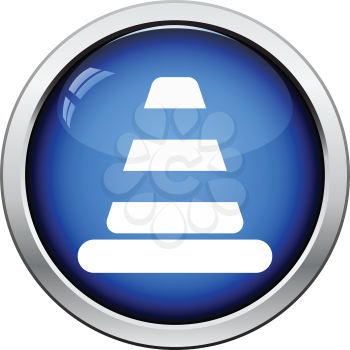 Icon of Traffic cone. Glossy button design. Vector illustration.
