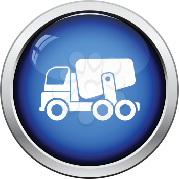 Icon of Concrete mixer truck . Glossy button design. Vector illustration.