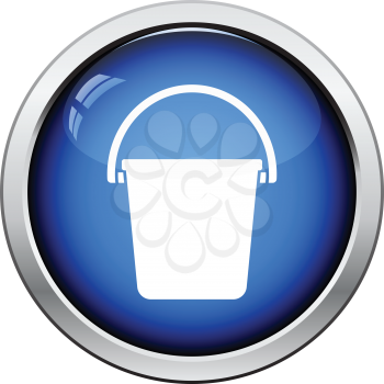 Icon of bucket. Glossy button design. Vector illustration.