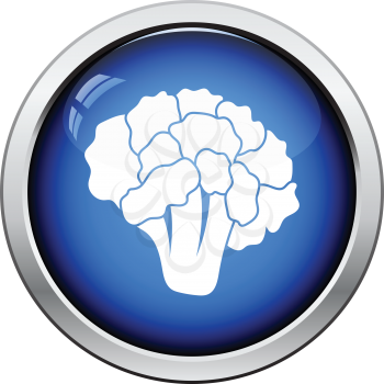 Cauliflower icon. Glossy button design. Vector illustration.