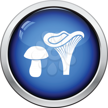 Mushroom  icon. Glossy button design. Vector illustration.