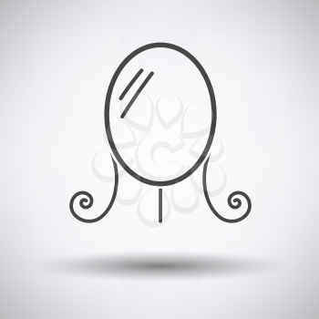 Make Up mirror icon on gray background, round shadow. Vector illustration.