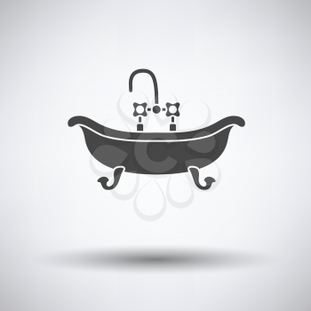 Bathtub icon on gray background, round shadow. Vector illustration.