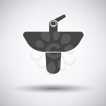 Wash basin icon on gray background, round shadow. Vector illustration.