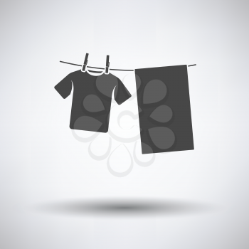 Drying linen icon on gray background, round shadow. Vector illustration.