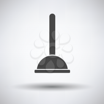 Plunger icon on gray background, round shadow. Vector illustration.