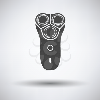 Electric shaver icon on gray background, round shadow. Vector illustration.