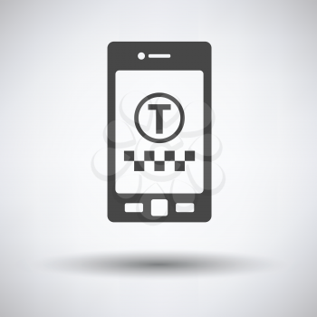 Taxi service mobile application icon on gray background, round shadow. Vector illustration.