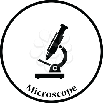 Icon of School microscope. Thin circle design. Vector illustration.