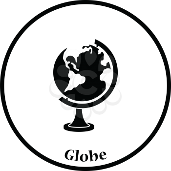 Icon of Globe. Thin circle design. Vector illustration.