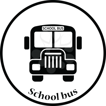 Icon of School bus. Thin circle design. Vector illustration.