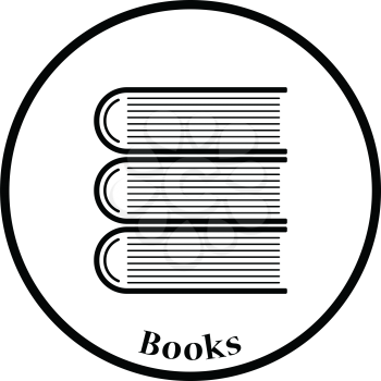 Icon of Stack of books. Thin circle design. Vector illustration.