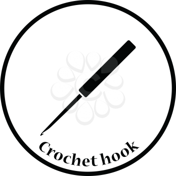 Crochet hook icon. Thin circle design. Vector illustration.