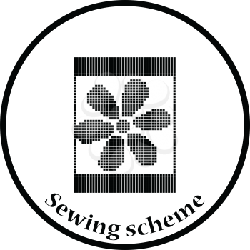 Sewing ornate scheme icon. Thin circle design. Vector illustration.
