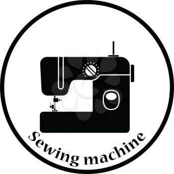 Modern sewing machine icon. Thin circle design. Vector illustration.