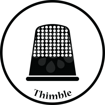 Tailor thimble icon. Thin circle design. Vector illustration.