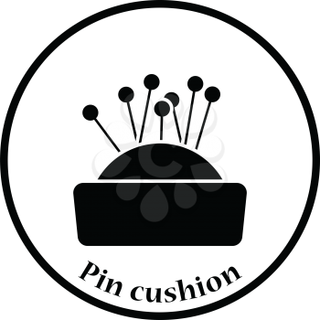 Pin cushion icon. Thin circle design. Vector illustration.